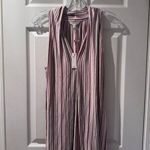 Max Studio Pink and Gray Striped Jumpsuit